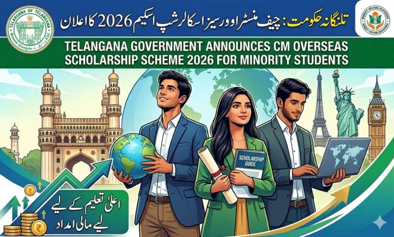 تلنگانہ حکومت کی جانب سے اقلیتی طلبہ کے لیے چیف منسٹر اوورسیز اسکالرشپ اسکیم 2026 کا اعلان