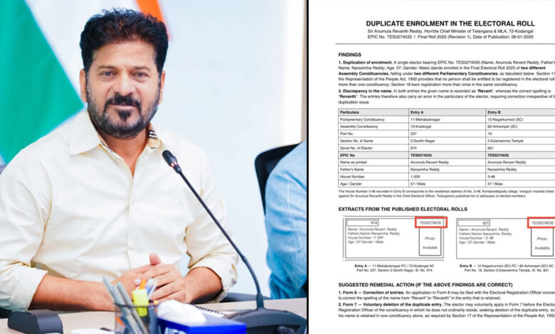 چیف منسٹر ریونت ریڈی کے ووٹر اندراج سے متعلق دعووں پر نئی سیاسی بحث چھڑگئی