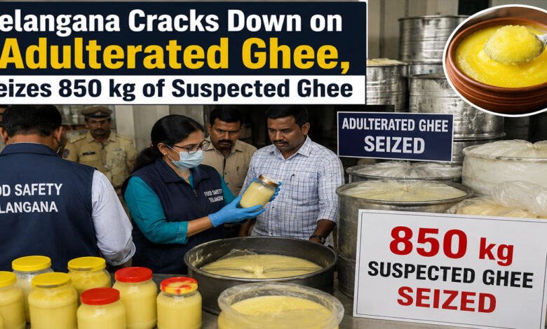 ملاوٹ شدہ گھی کے خلاف بڑی کارروائی، تلنگانہ میں 850 کلو مشتبہ گھی ضبط