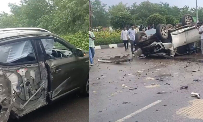 او آر آر پر خوفناک تین گاڑیوں کا تصادم، دو افراد ہلاک