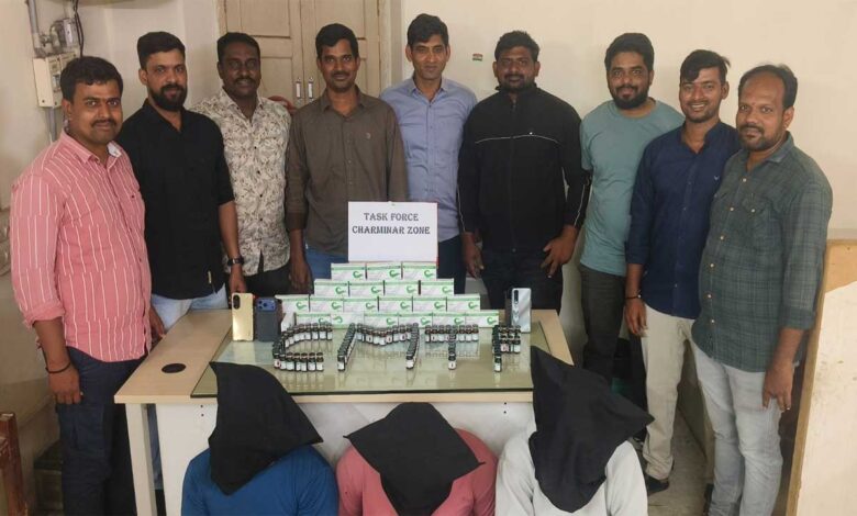 چارمینار ٹاسک فورس کی کارروائی، ممنوعہ انجیکشن کی غیر قانونی فروخت میں ملوث 3 افراد گرفتار