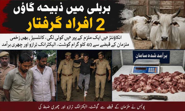بریلی میں ذبیحہ گاؤ،2افراد گرفتار، انکاؤنٹر میں ایک ملزم زخمی