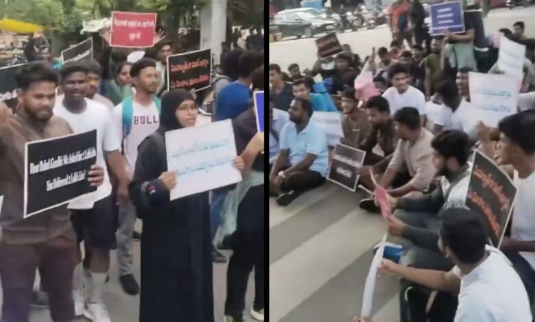 حیدرآباد میں بے روزگار نوجوانوں کا اندرا پارک چوراہے پر اچانک احتجاج