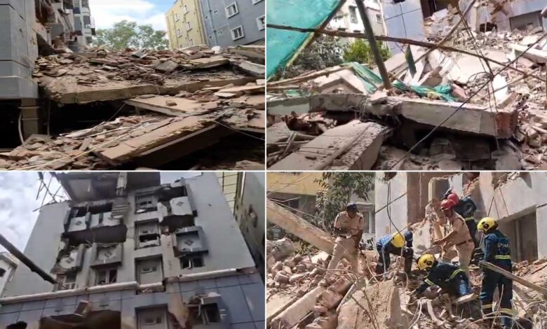 مادھاپور انجیا نگر میں زیرِ تعمیر 7 منزلہ عمارت منہدم