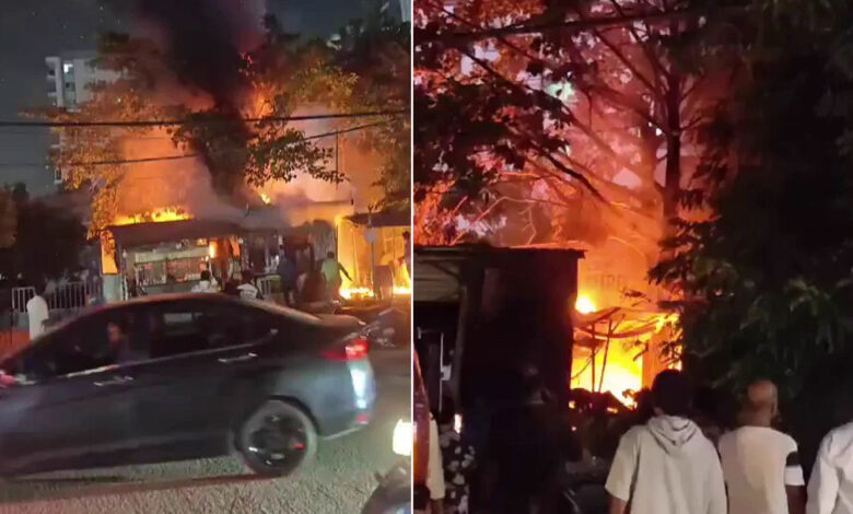 منی کونڈہ میں سلنڈر دھماکے کے شبہ میں تجارتی دکان میں زبردست آگ
