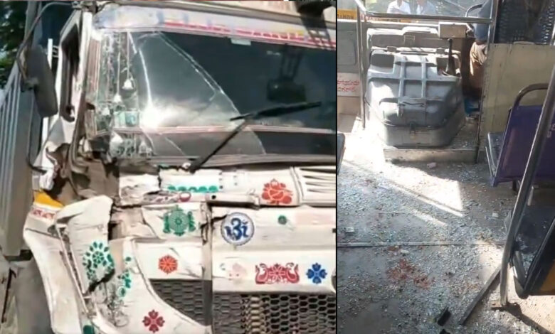 حیات نگر میں خوفناک سڑک حادثہ، ٹپر لاری کی آر ٹی سی بس سے ٹکر، 20 مسافر شدید زخمی