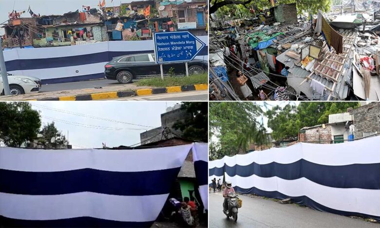 برکس سمٹ کی تیاری غربت پر پردہ؟ کچی بستی کو پردوں سے ڈھانپ دیا گیا