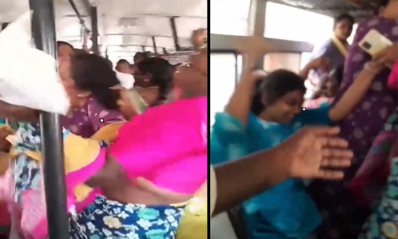 مفت بس سفر کا جنون! نشست کے لیے خواتین میں بال نوچنے کی نوبت ویڈیو وائرل