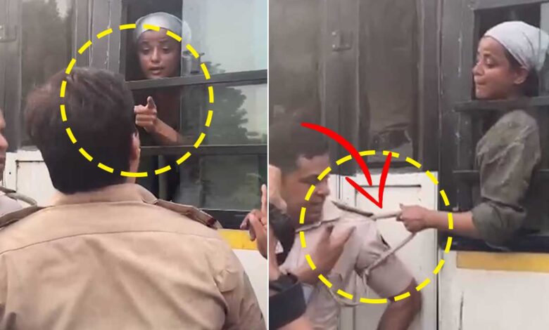 زخمی ساتھیوں کو طبی امداد نہ ملنے پر خاتون کارکن پولیس سے الجھ پڑی