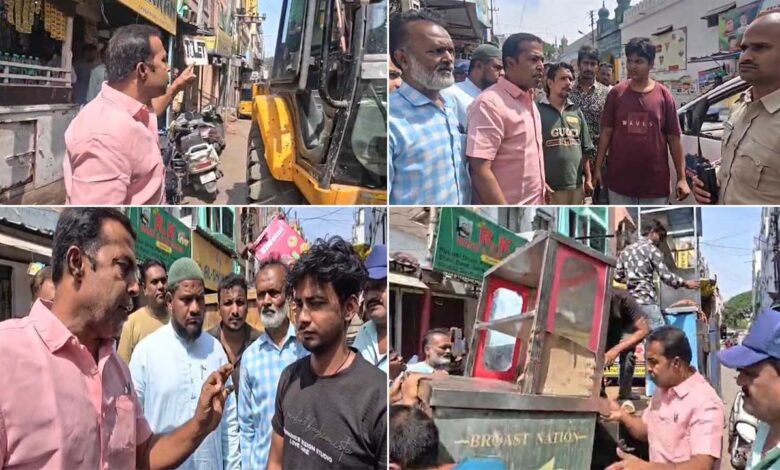 درگاہ یوسفین کے قریب جی ایچ ایم سی کی کارروائی، سابق کارپوریٹر ظفر خان موقع پر پہنچ گئے