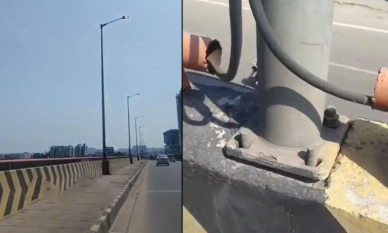 ہائی ٹیک سٹی فلائی اوور سے اسٹریٹ لائٹ کے نٹ بولٹ چوری