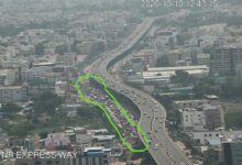 عطاپور سگنل کے قریب سڑک کی تعمیر کے باعث ٹریفک کی رفتار سست